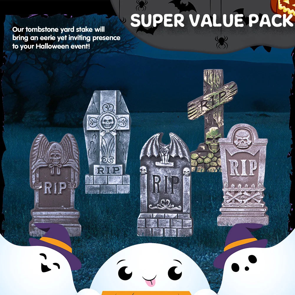 Halloween Foam Tombstones With Metal Stakes For Outdoor Decorations