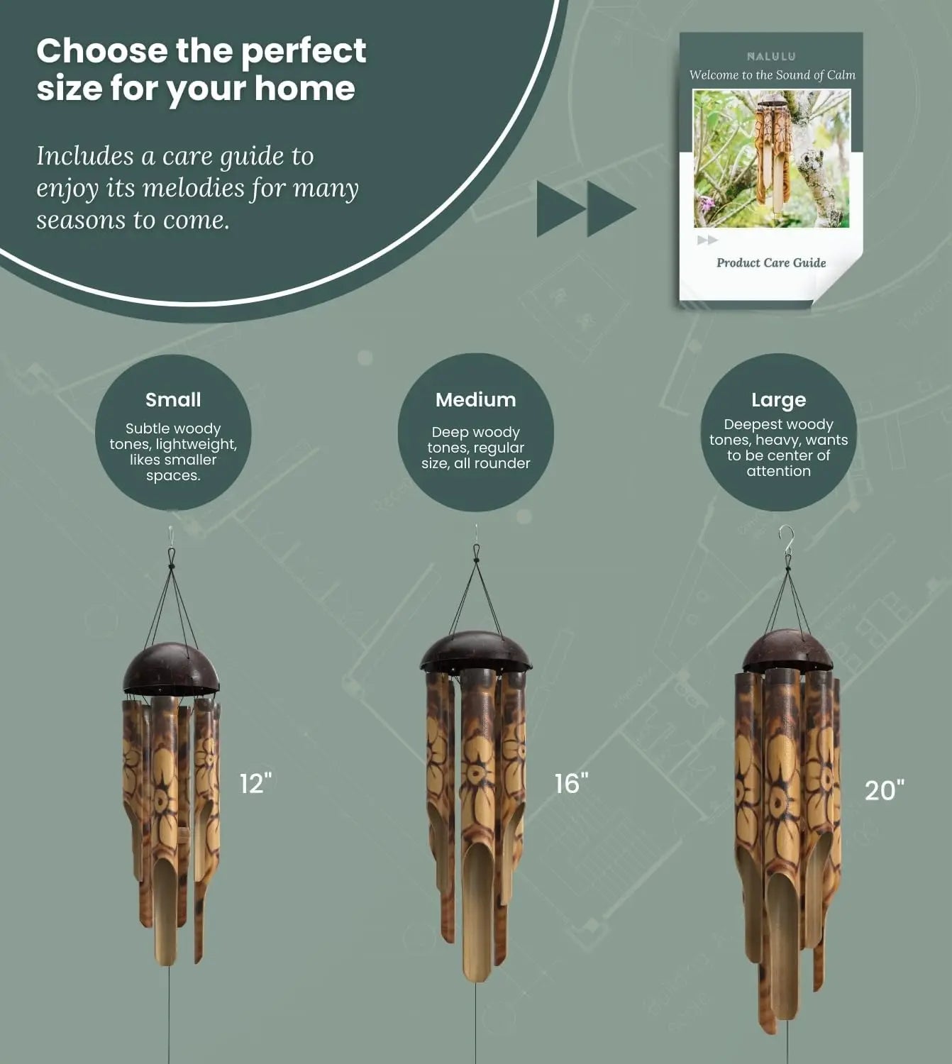 Rustic Bamboo Wind Chimes With Floral Burned Design