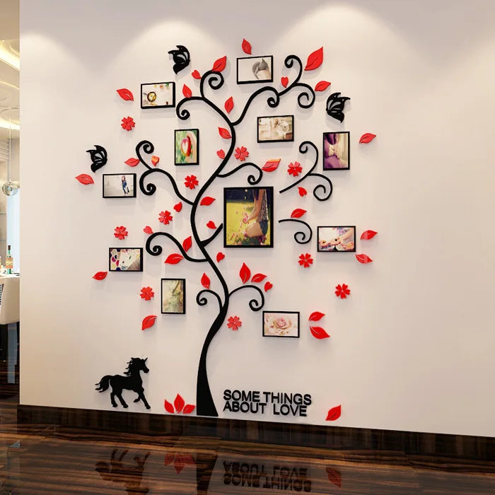 Acrylic Christmas 3D Wall Decals Family Tree Photo Frame