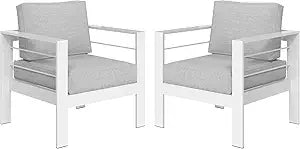 Outdoor Aluminum Armchair Set With Cushions For Patio Furniture