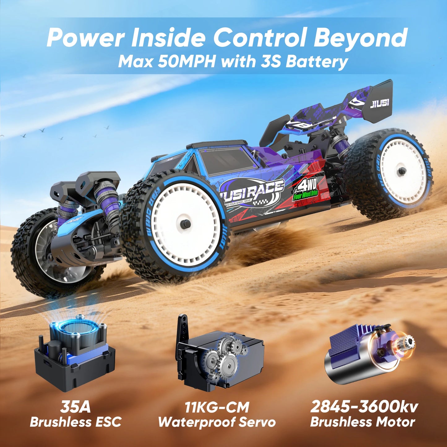 JIUSI 4WD Brushless RC Racing Car Off Road Drift Toy