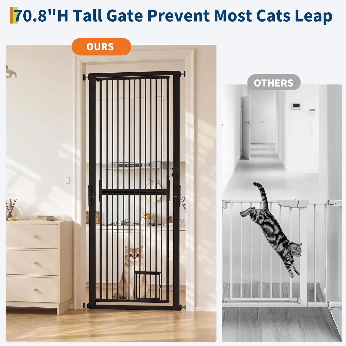 HiMiss Extra Tall Adjustable Pet Gate No Drilling Wall Mount
