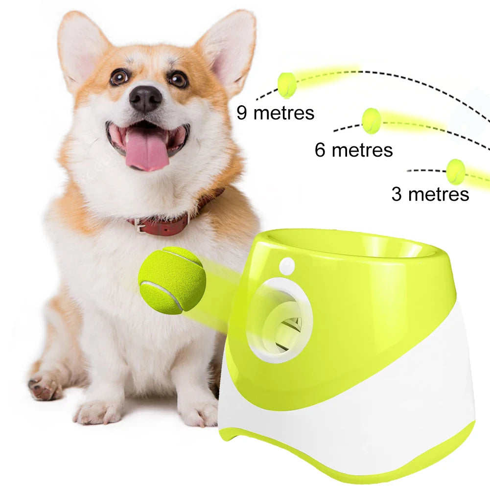 Automatic Dog Ball Thrower Launcher With 3 Tennis Balls Indoor Outdoor