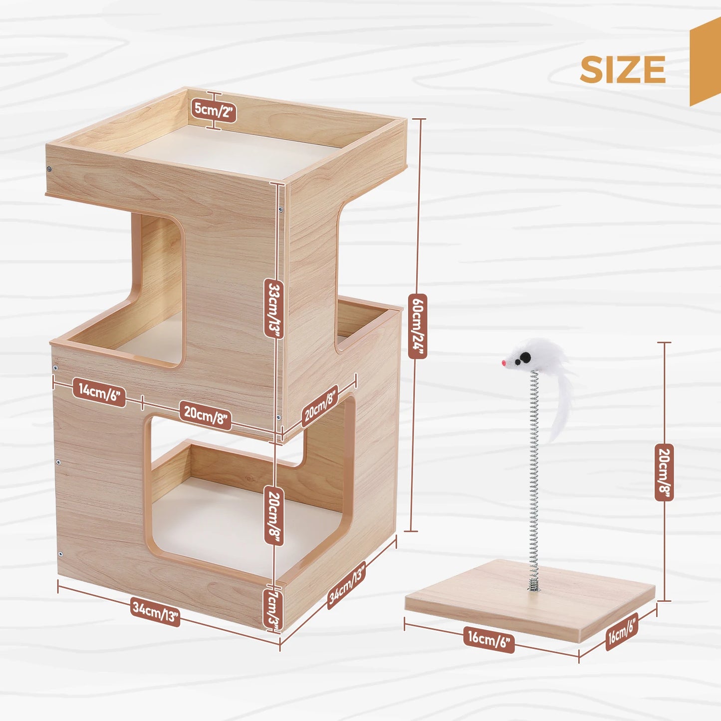 PAWZ Road Wood Cat Condo With Scratching Pad And Mats