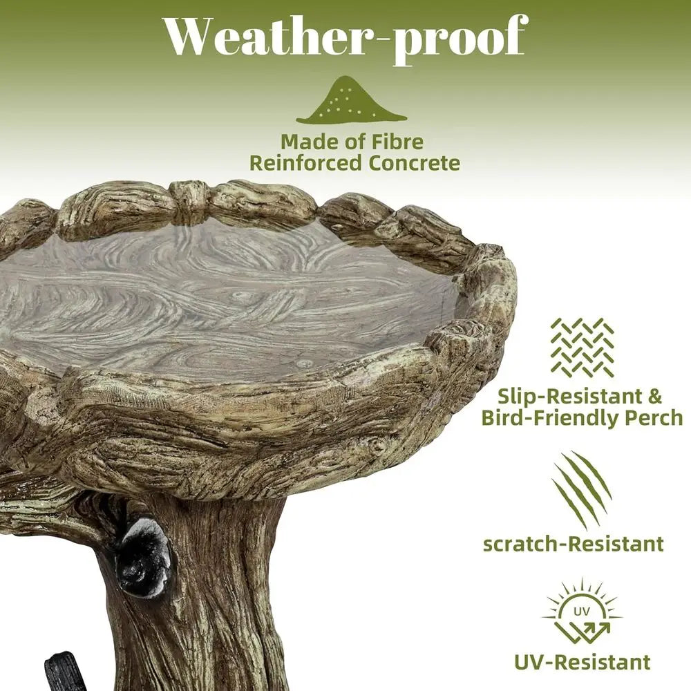 Skyire Bird Bath Pedestal Fiber Reinforced Concrete Woodland Decor