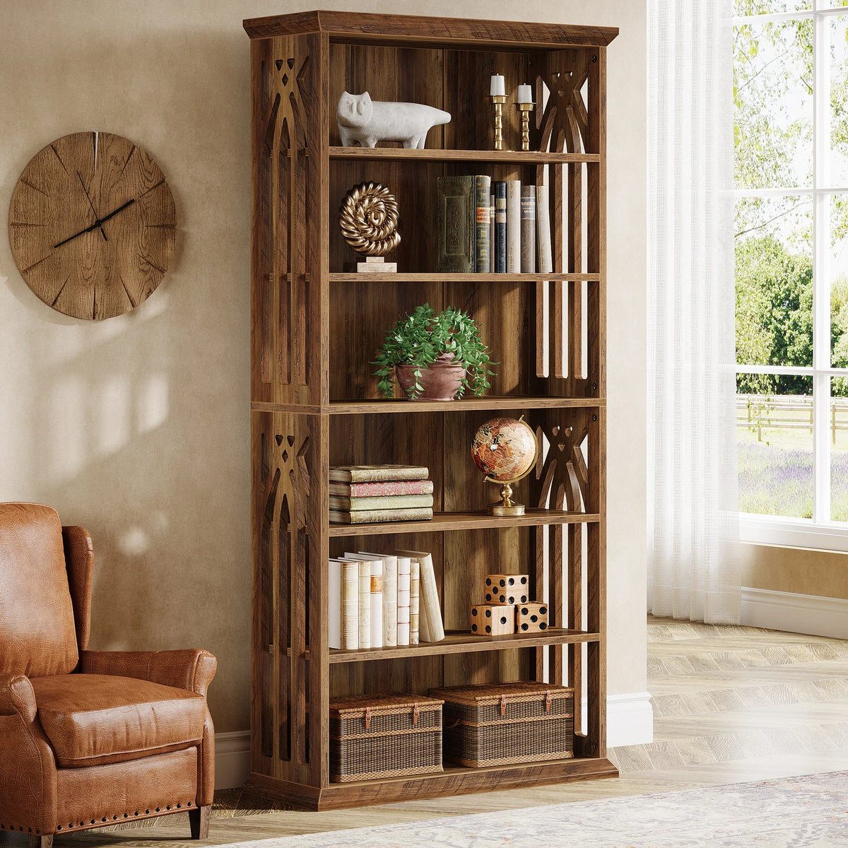 Tribesigns Six Tier Freestanding Wooden Display Bookshelf Bookcase