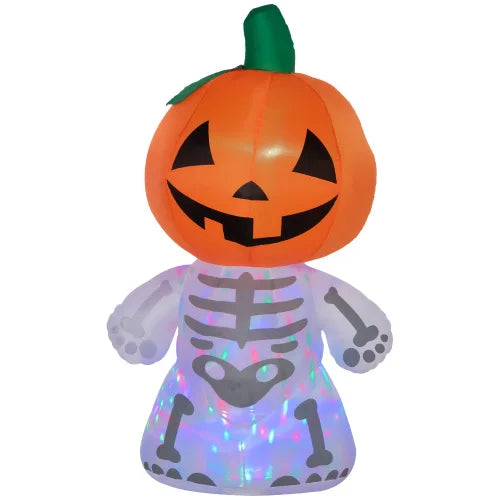 Halloween Inflatable Decoration Skeleton Ghost With Pumpkin Head Waterproof