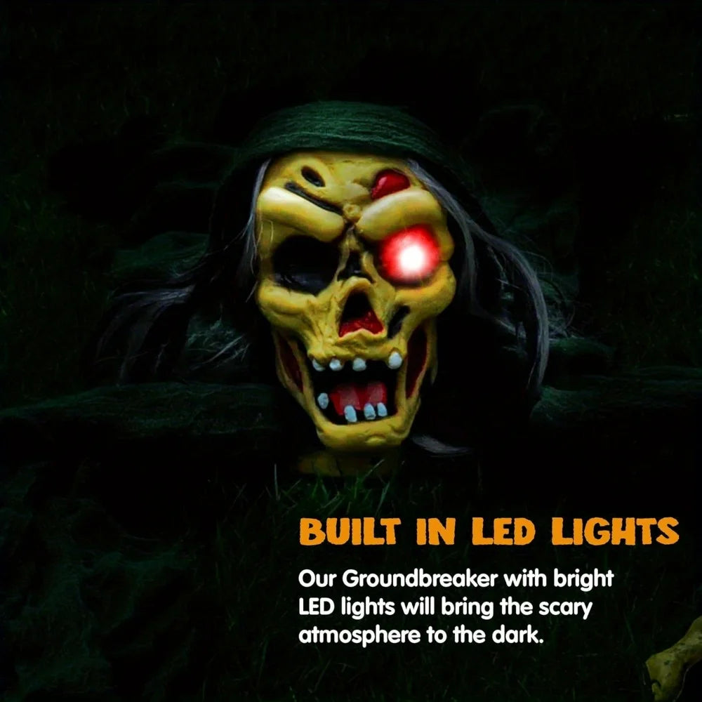 Zombie Groundbreaker Outdoor Halloween Prop With Creepy Sound Glowing Eyes