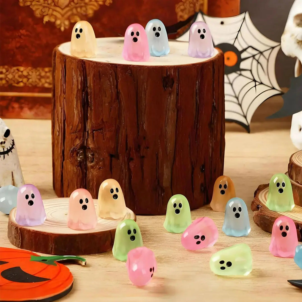 Luminous Resin Ghost Figurines Glowing Halloween Decor Collectibles