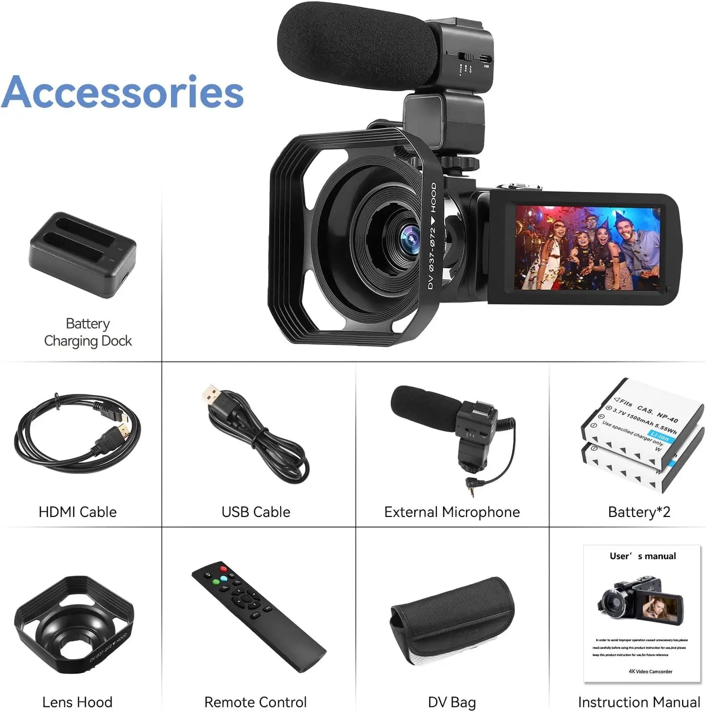 4K Camcorder With 18X Digital Zoom And 48MP For YouTube