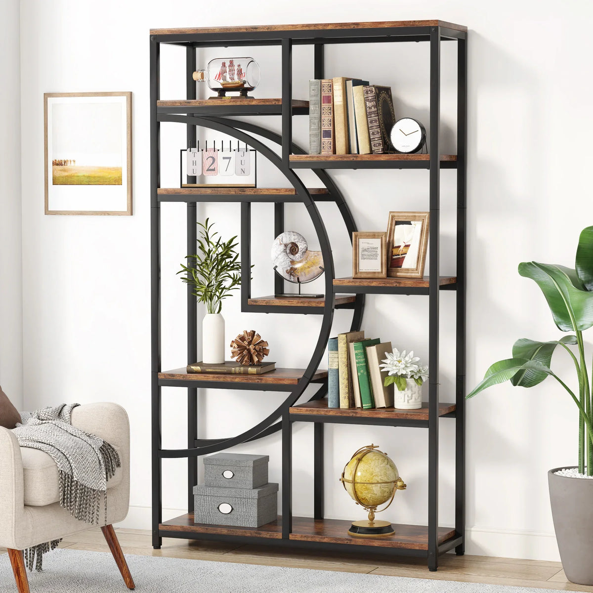 Tribesigns Industrial Etagere Bookshelf Display Storage Organizer
