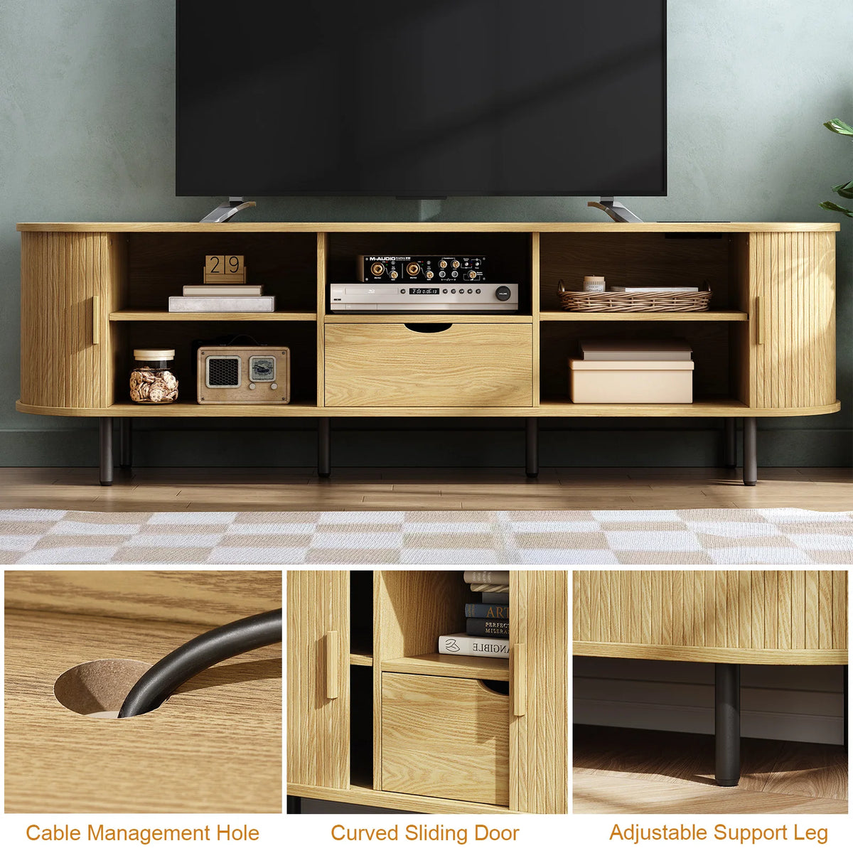 ONBRILL Modern TV Stand Entertainment Center With Storage And Drawer