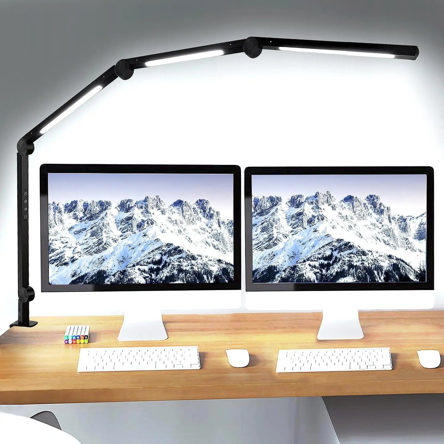 LED Desk Lamp With Clamp Flexible Swing Arm 4 Lighting Modes 5 Brightness Levels