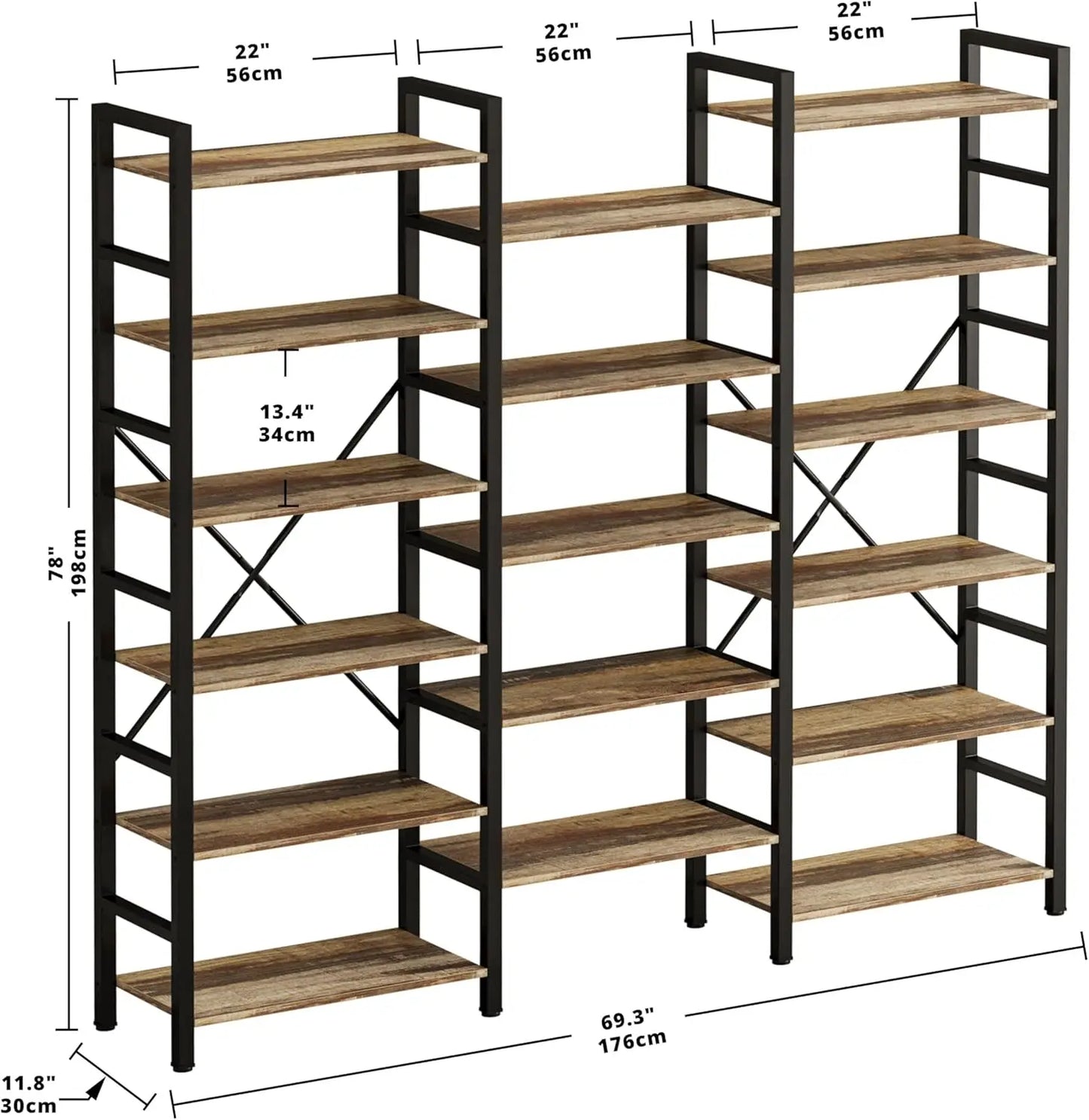 Ironck Industrial Bookshelf With Metal Frame Etagere Organizer