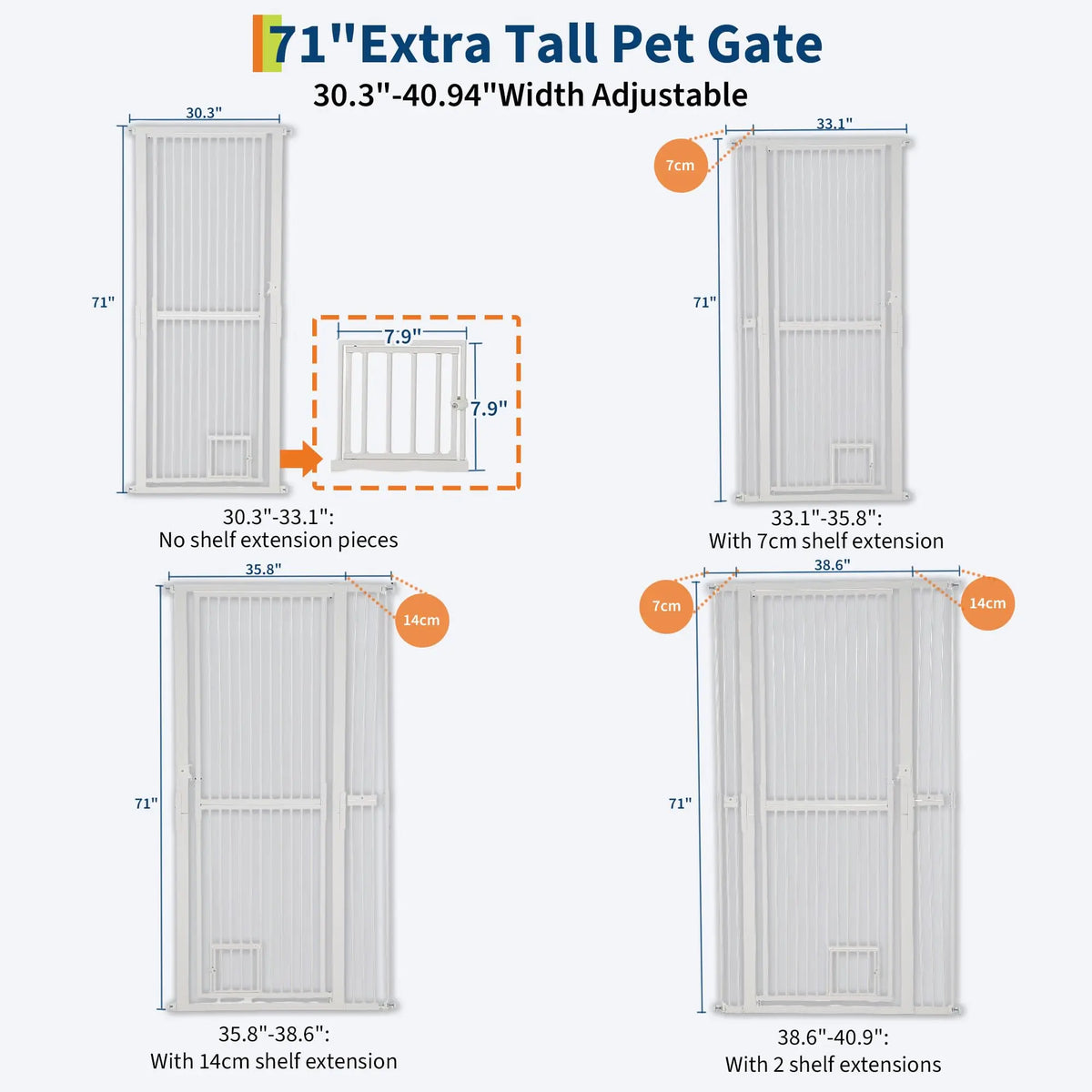 HiMiss Extra Tall Adjustable Pet Gate No Drilling Wall Mount