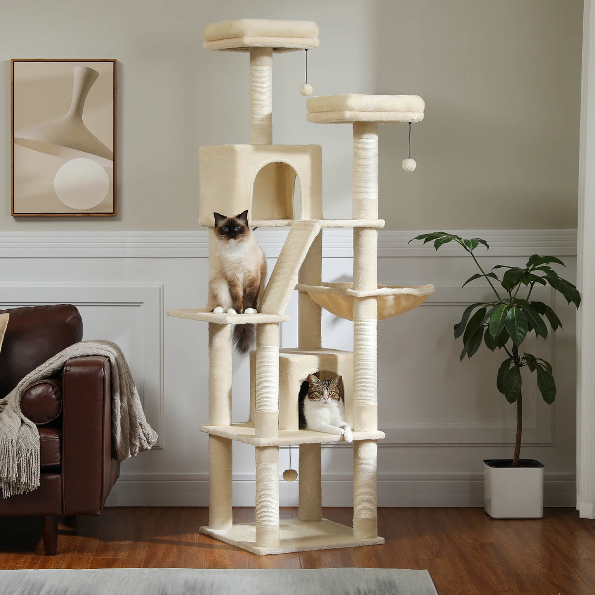 PAWZ Road Multilevel Cat Tower With Plush Condo Scratching Posts