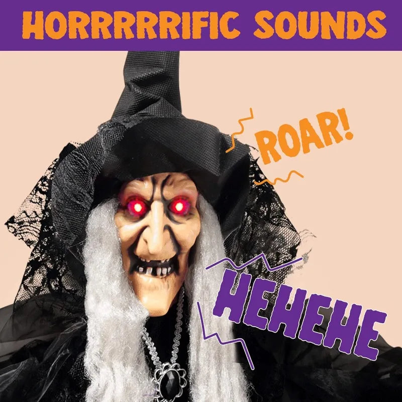 Animated Talking Witch Halloween Decoration With Sound Activated Lights