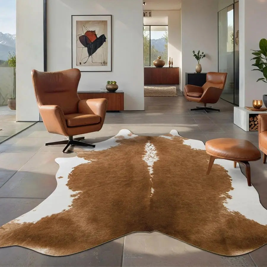 Premium Faux Cowhide Rug With Rustic Cow Print Accent