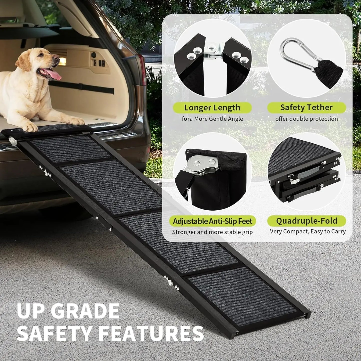 TWISTER.CK Quad-Fold Dog Ramp Non-Slip Portable For Large Dogs