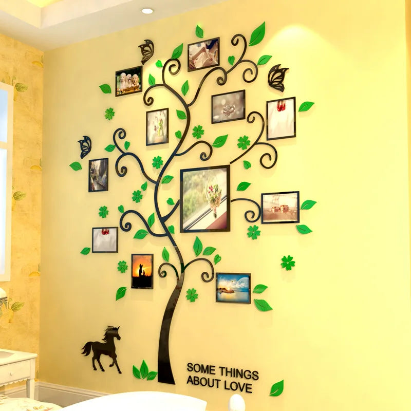 Acrylic Christmas 3D Wall Decals Family Tree Photo Frame