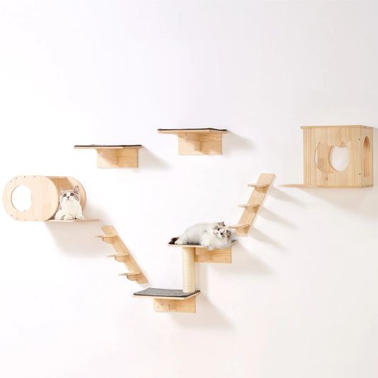 SucceBuy Wall Mounted Cat Shelves and Perches Cat Tree