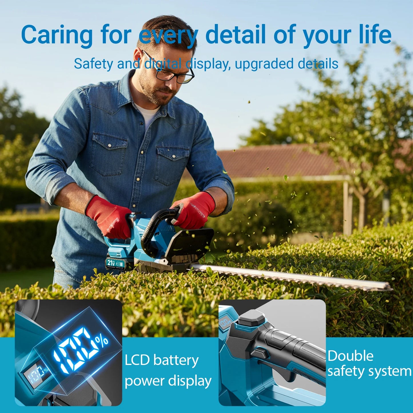 Cordless Hedge Trimmer 3000 RPM With Battery Rotatable Head