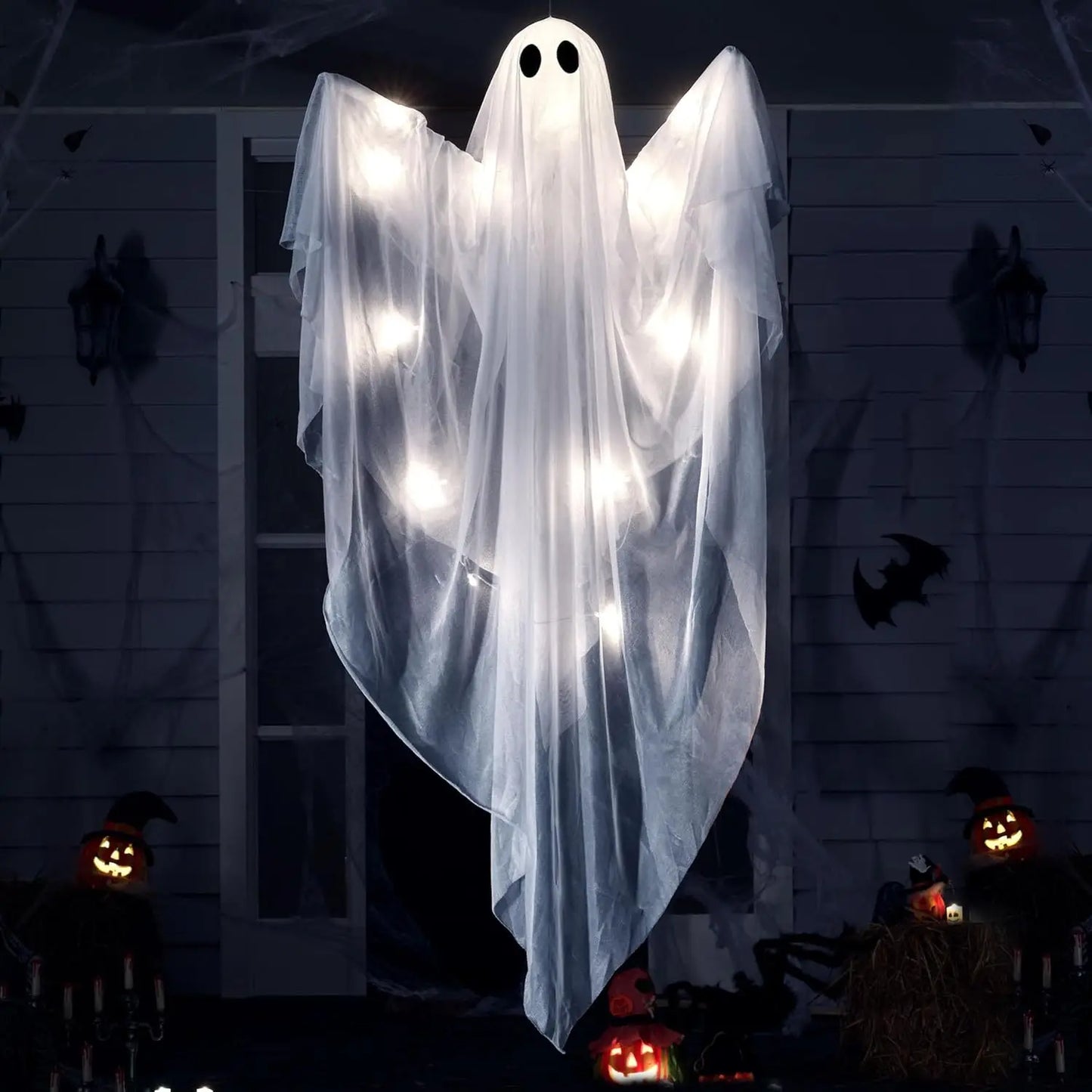 Joyfy LED Light Up Ghost Halloween Hanging Decor Outdoor