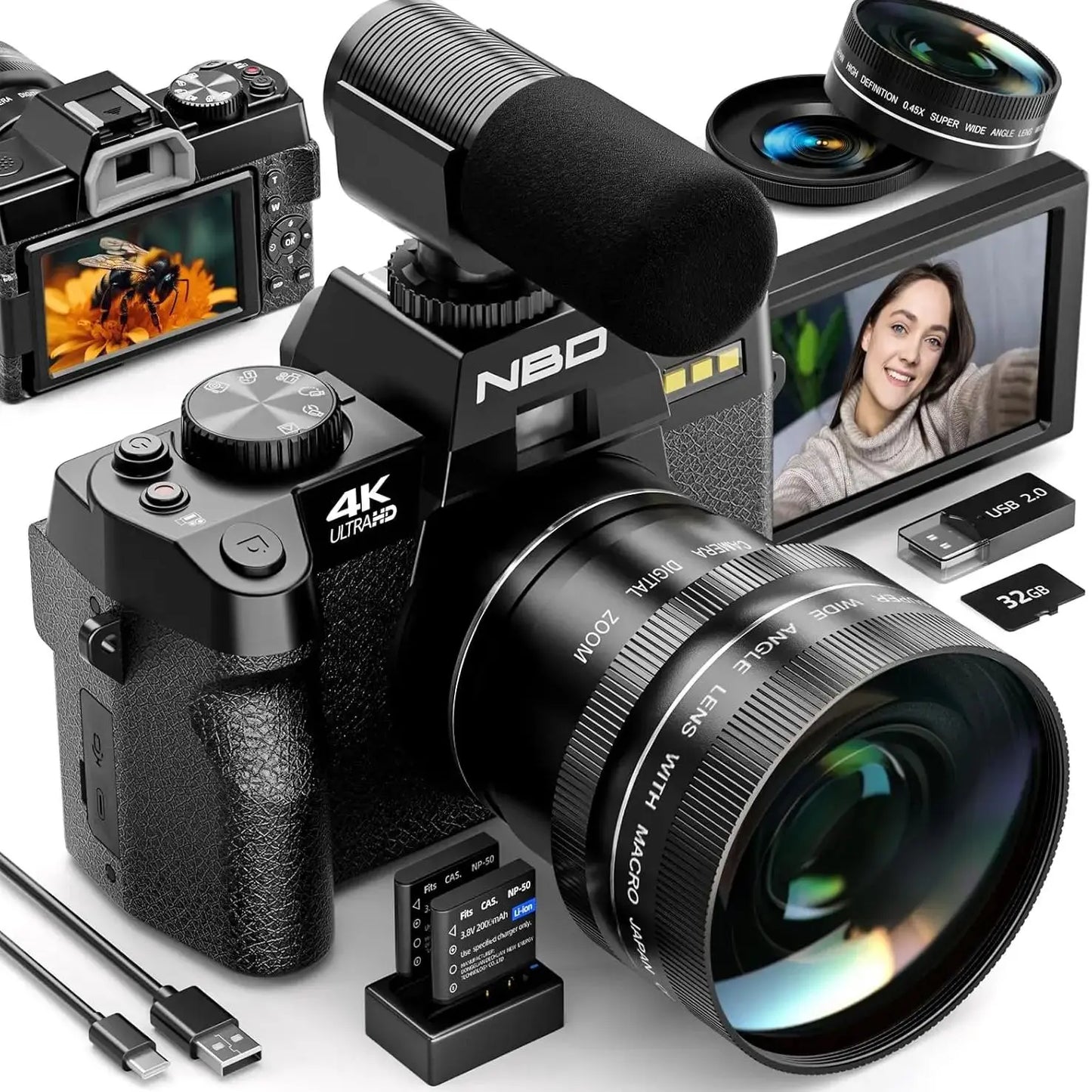 NBD 4K Digital Cameras For Photography And Travel Vlogging