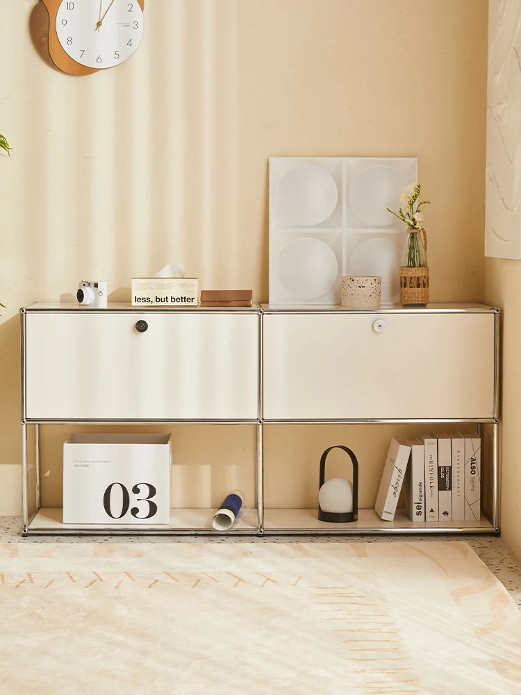 Bigcityfur Modern Metal TV Stand Storage Cabinet For Living Room