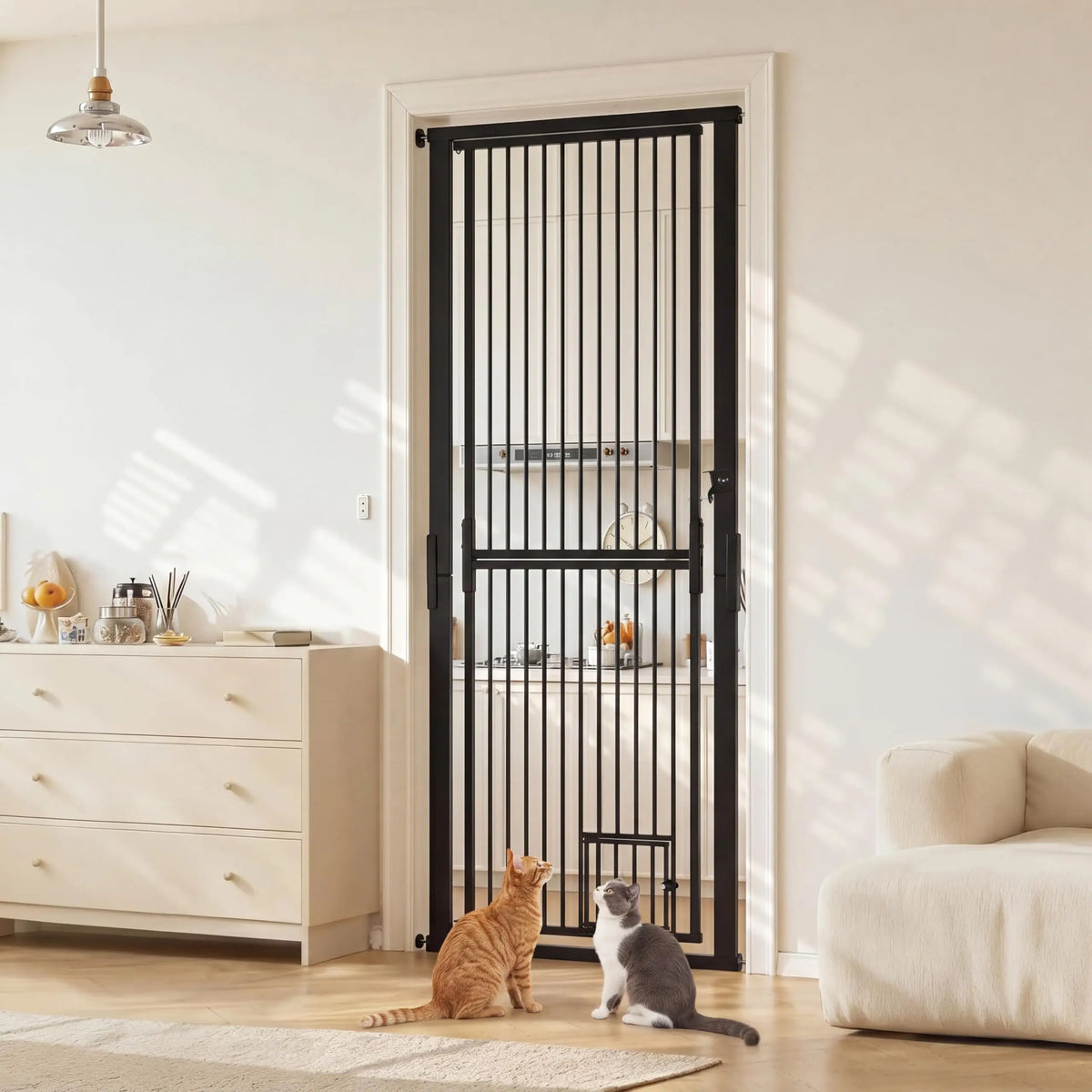 HiMiss Extra Tall Adjustable Pet Gate No Drilling Wall Mount
