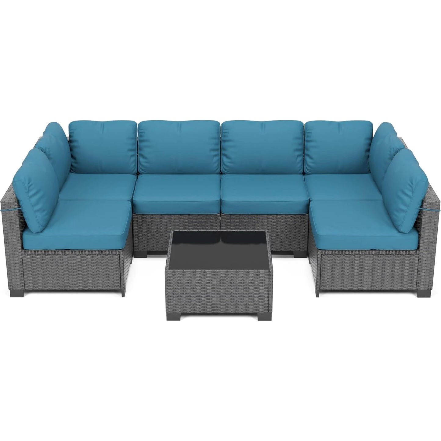 HobbyLane 7 Piece Modular Outdoor Furniture Set PE Rattan Wicker Garden Balcony