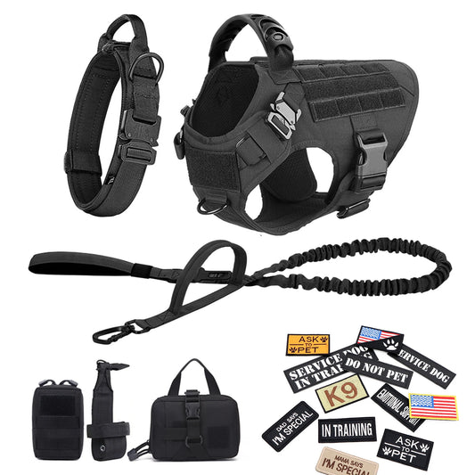 Petravel Military Large Dog Harness Vest Set With Patches For Training