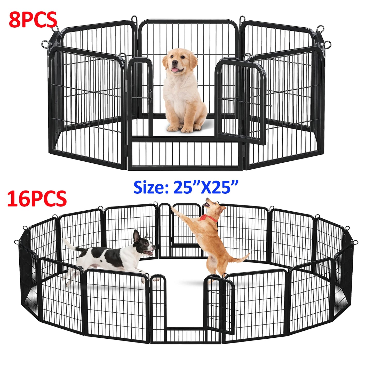 Foldable Metal Dog Playpen With Door For Indoor Outdoor Use