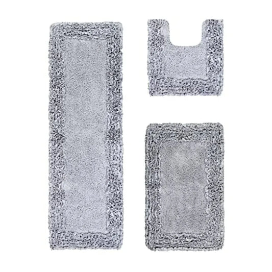 Shaggy Border Bathroom Set 3-Piece Non-Slip Rugs
