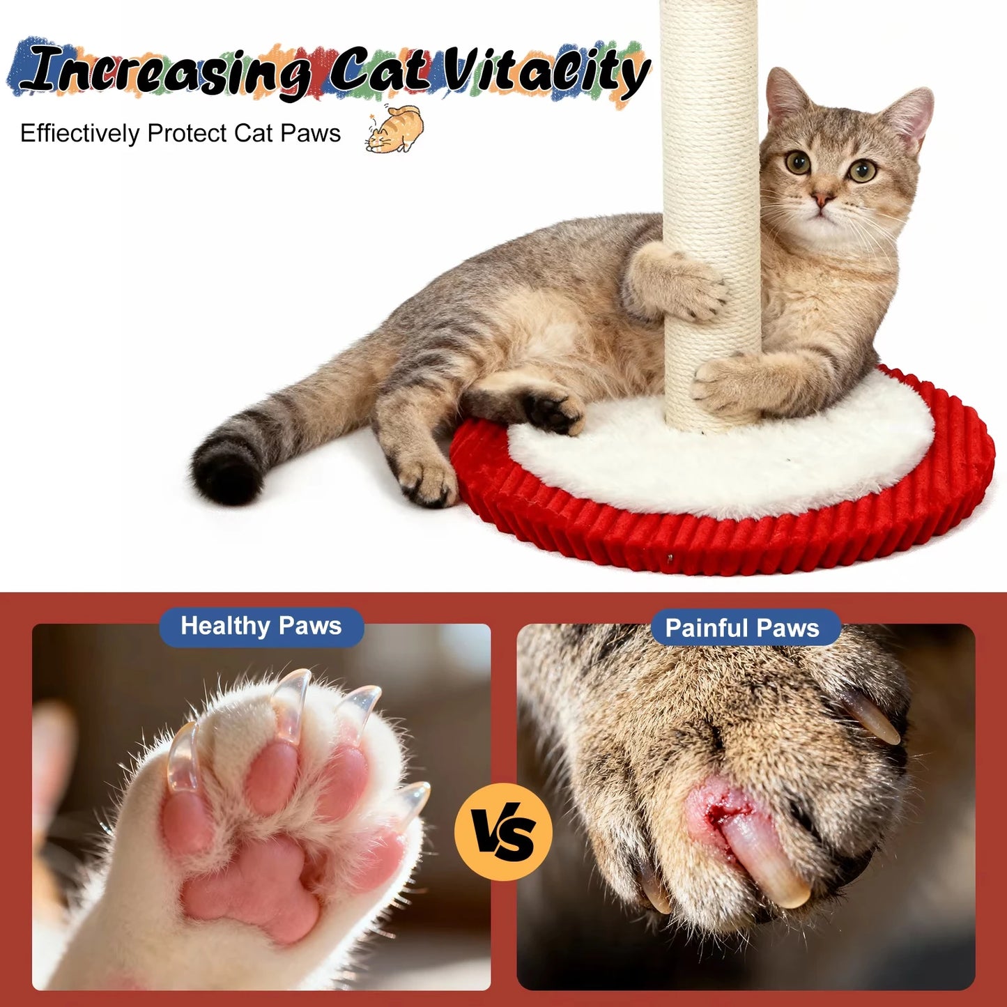 CWV Rotating Cat Scratching Post Sisal Tree for Indoor Cats