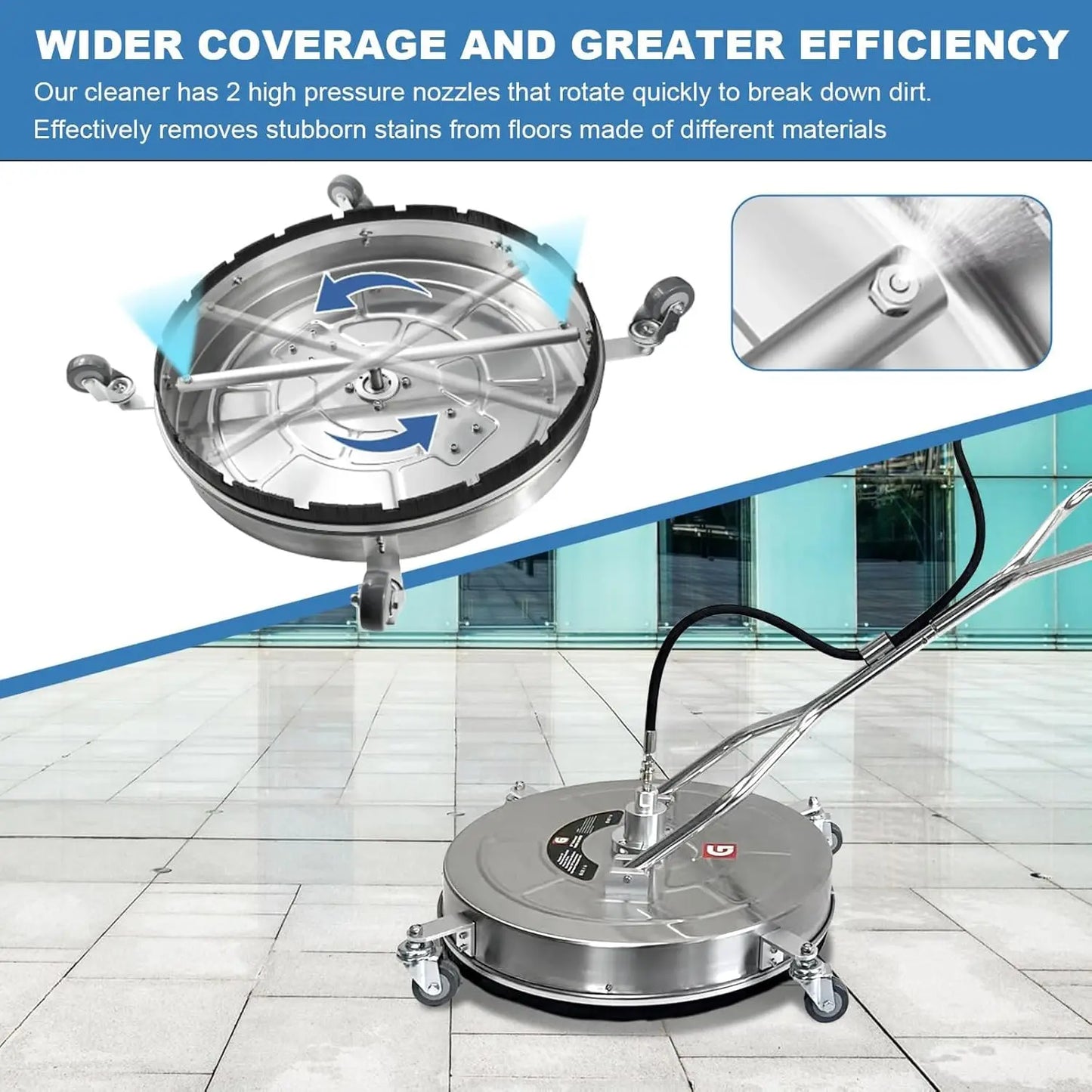 HiMISS Surface Cleaner For Pressure Washer 4600 PSI Quick Connect Dual Handles