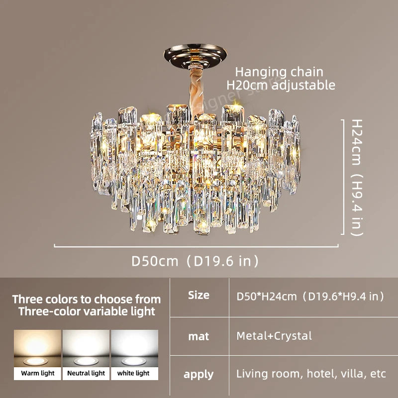 Yingxuan Loft Pendant Lighting Crystal Chandelier For Dining Room