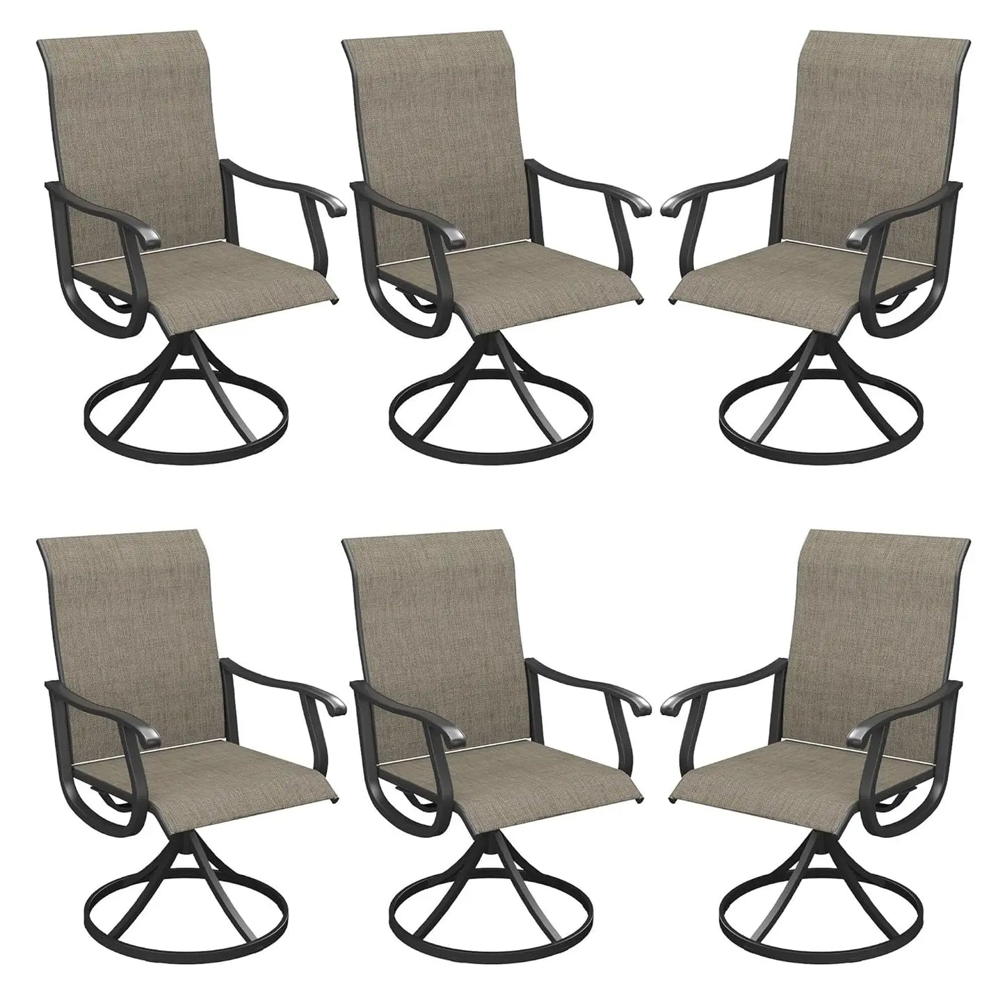Patio Swivel Dining Chairs Set of 6 Textilene All Weather