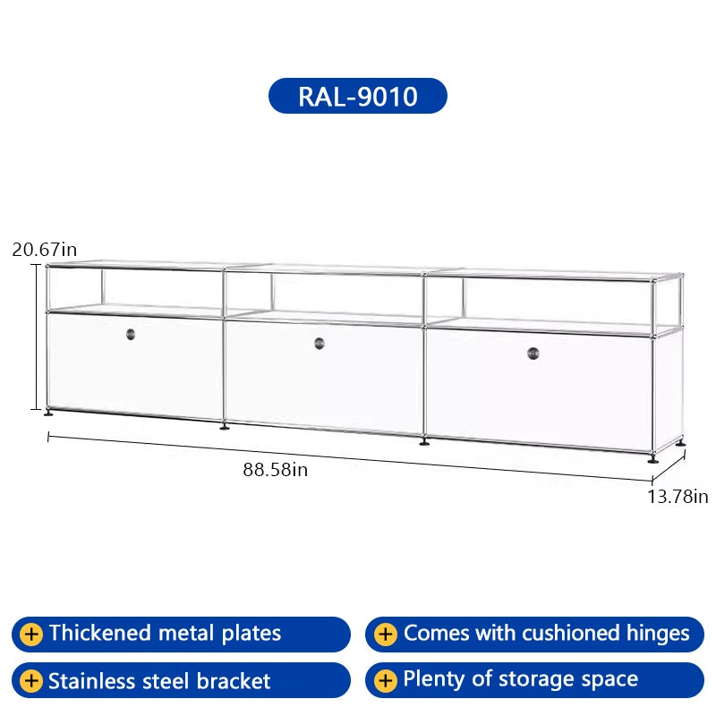 Bigcityfur Modern Metal TV Stand Storage Cabinet For Living Room