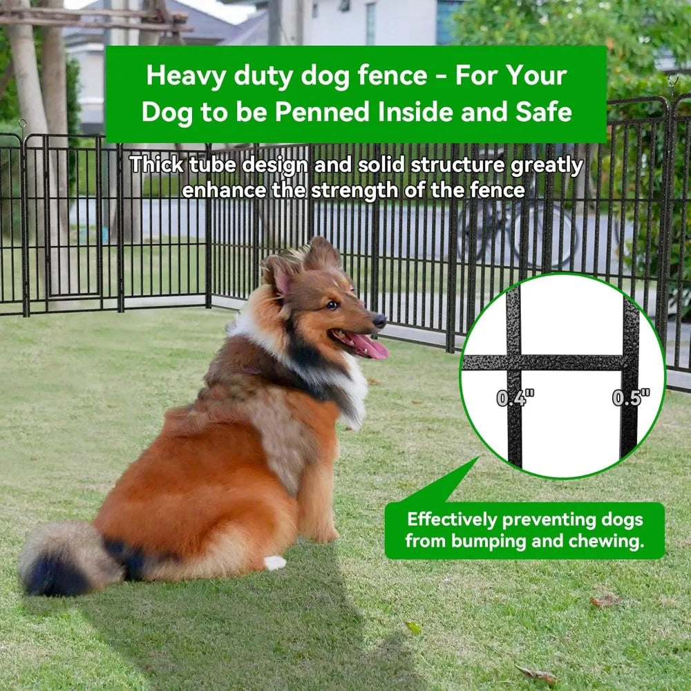 Outdoor Dog Fence Heavy Duty Anti Rust Playpen Reinforced Crossbars