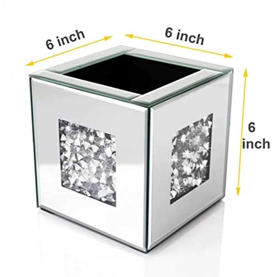 Crushed Diamond Mirrored Vase Crystal Glass Decorative Accent