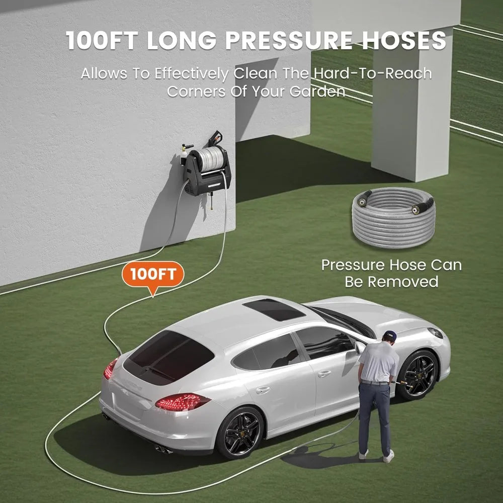 Retractable Wall Mount Pressure Washer Plus 2900 PSI 2.2 GPM