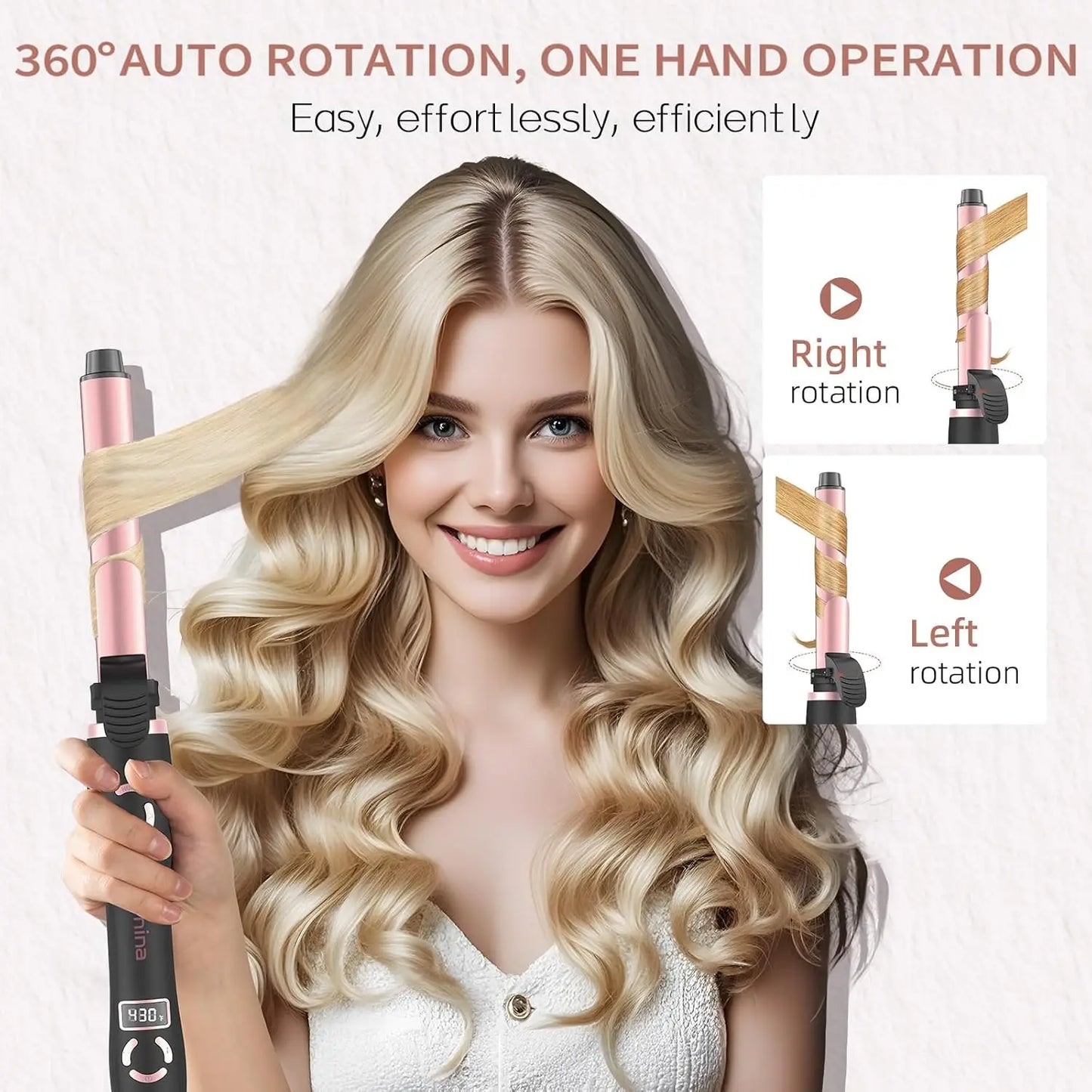 Automatic Rotating Curling Wand With Memory Temperature Control