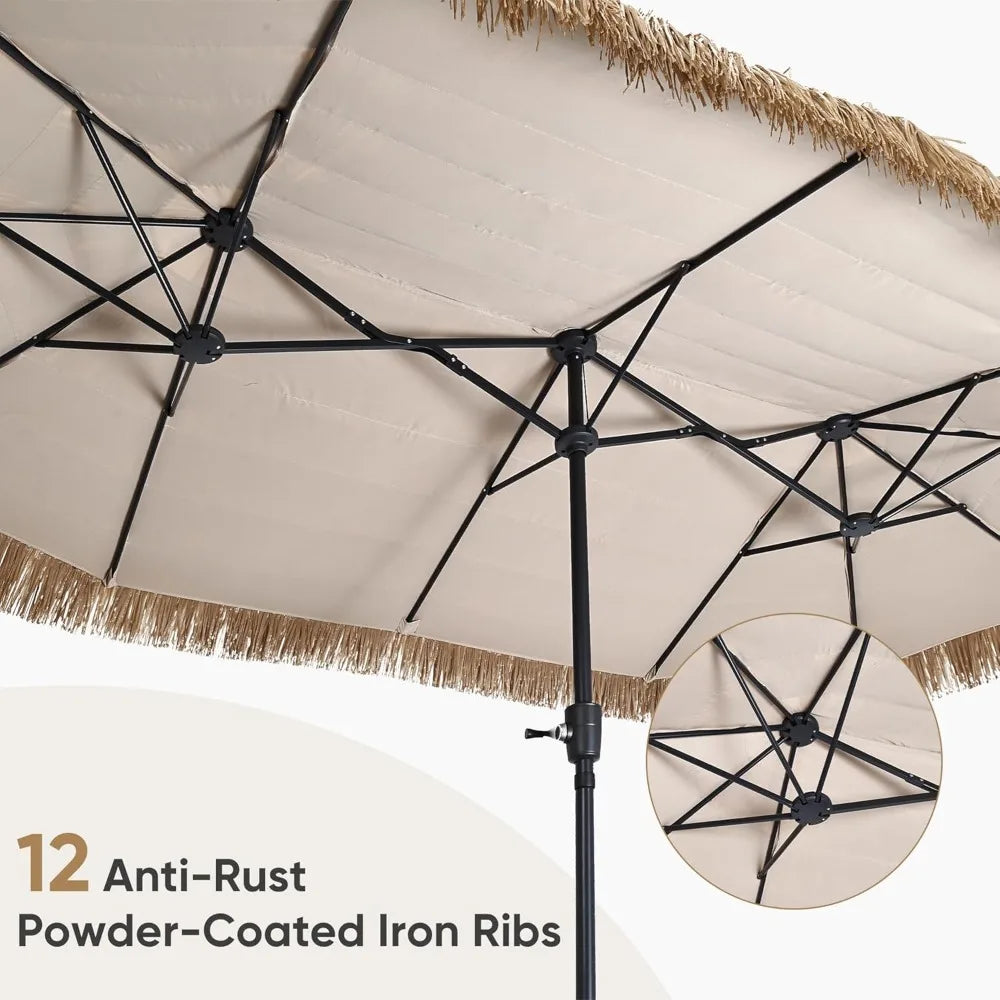 Tiki Patio Umbrella With Crank For Garden And Deck