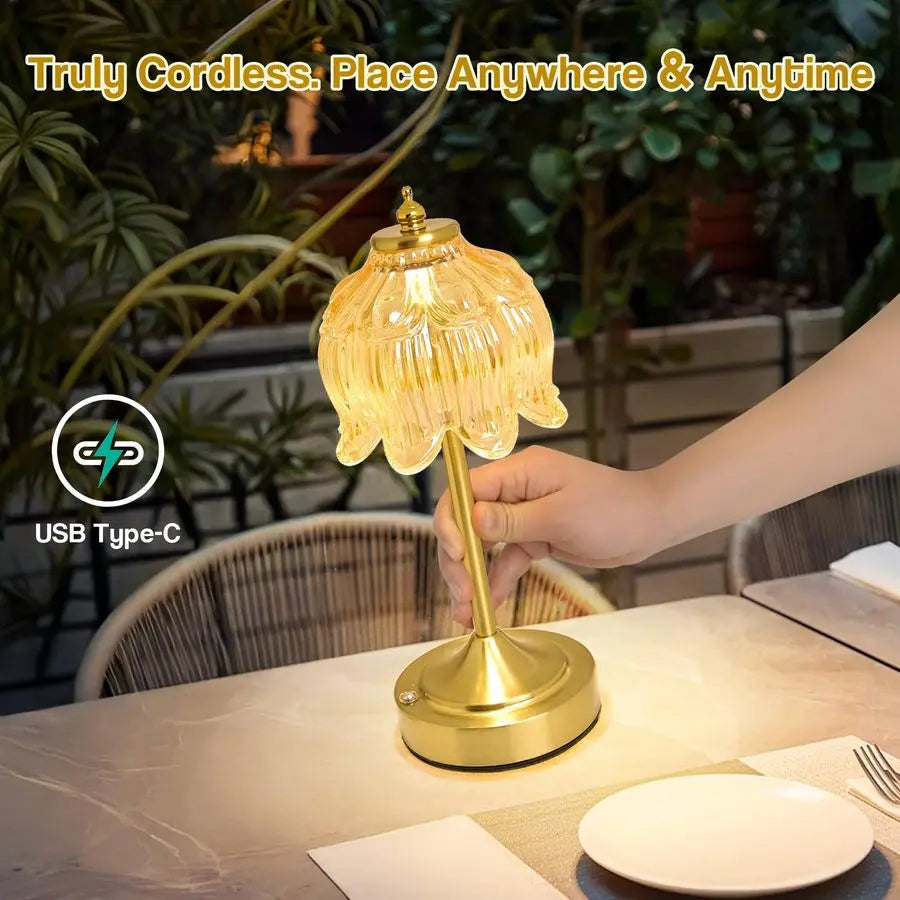 Lotus Flower Rechargeable Table Lamp With Dimmable Touch