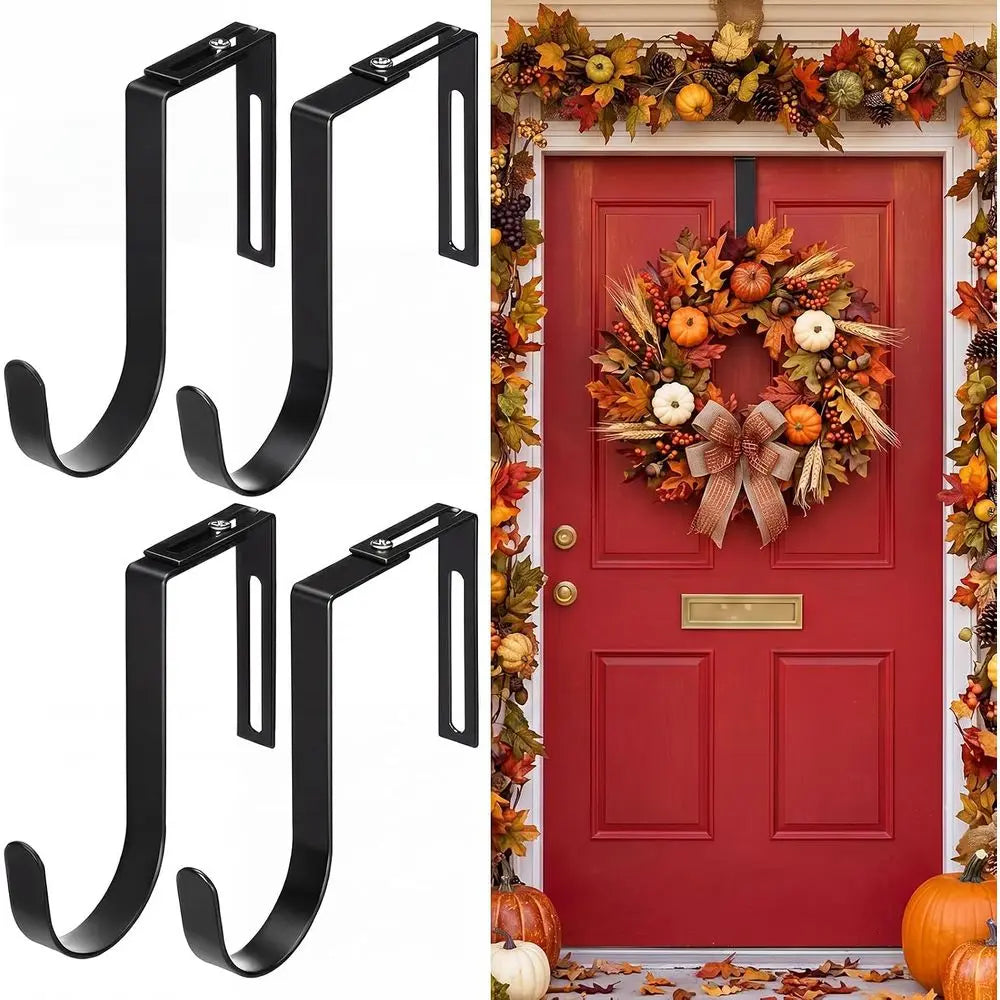 Adjustable Over Door Wreath Hanger Set For Seasonal Decorations