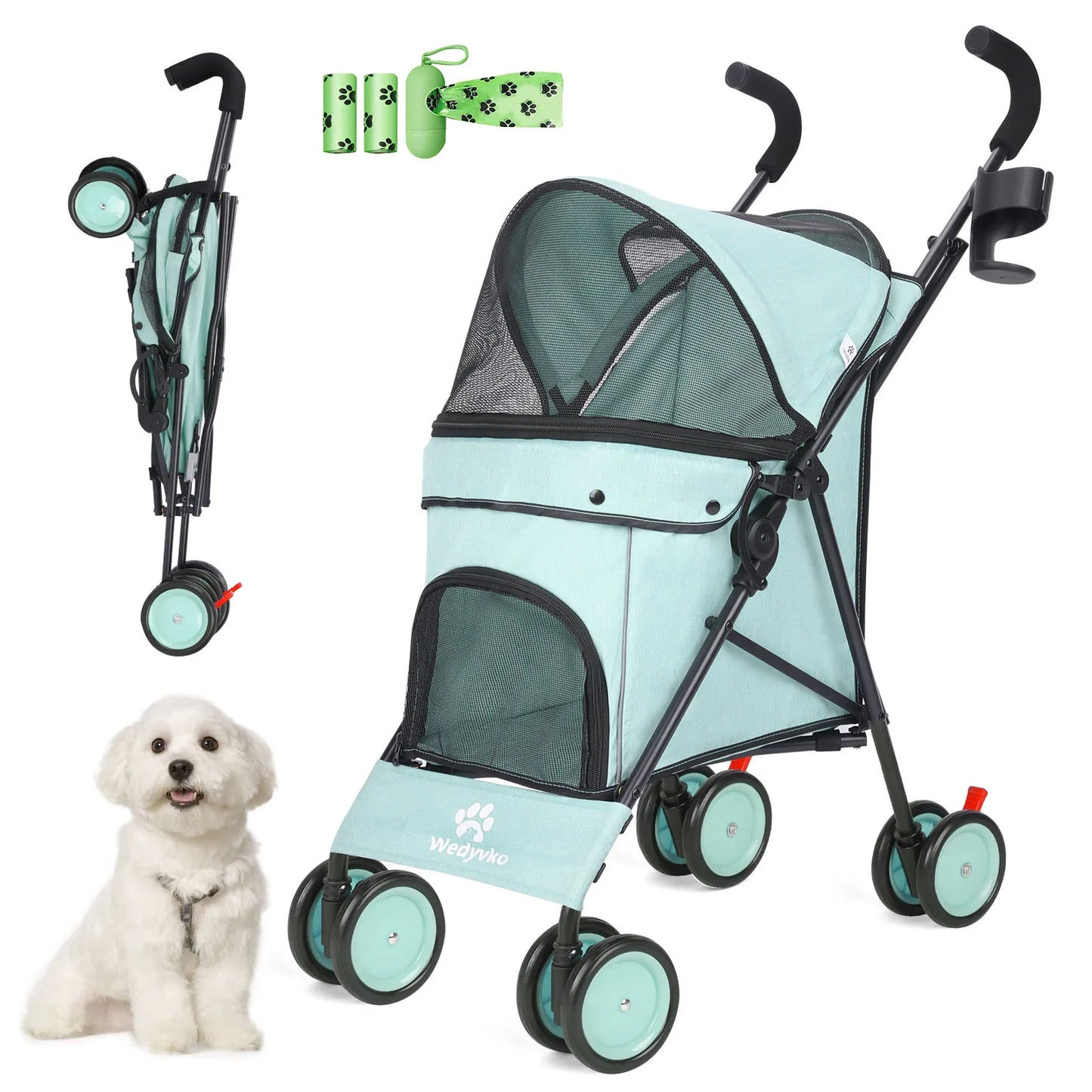 Wedyvko Pet Dog Stroller With Brakes And Storage For Travel
