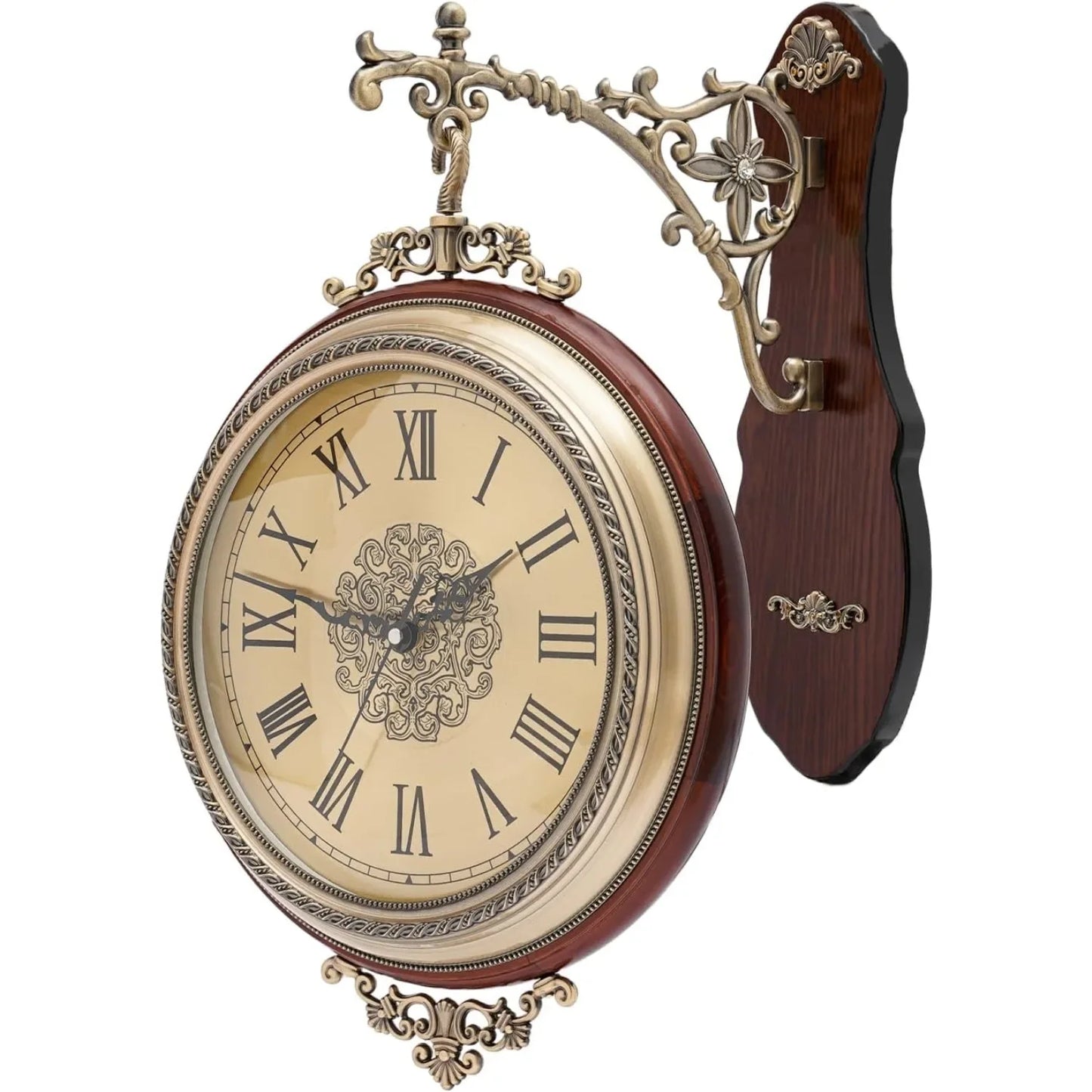 Double Sided European Alloy Wall Clock Non Ticking Silent