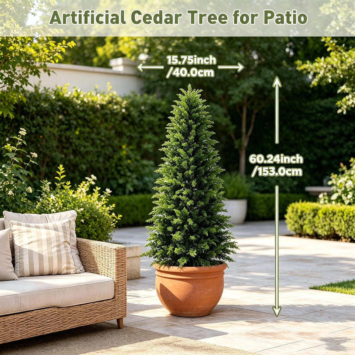 Artificial Cedar Topiary Tree UV Resistant Indoor Outdoor Decor