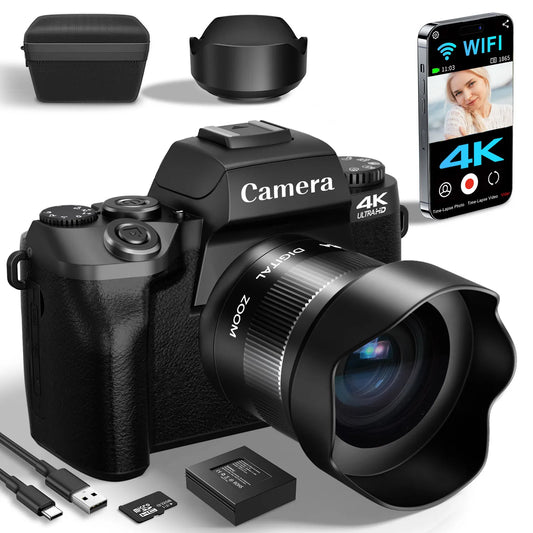 Gavonde 4K 64MP WiFi Vlogging Digital Camera With Flash